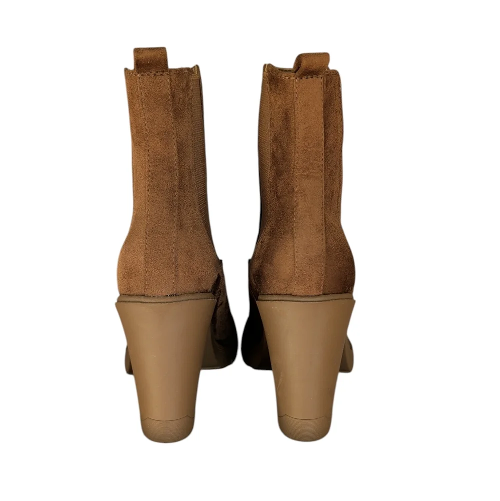 Nine West Ream Chunky Heel Suede Chelsea Ankle Boots 7M Brown - Picture 13 of 14